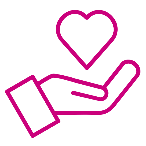 Illustration of hand holding heart.